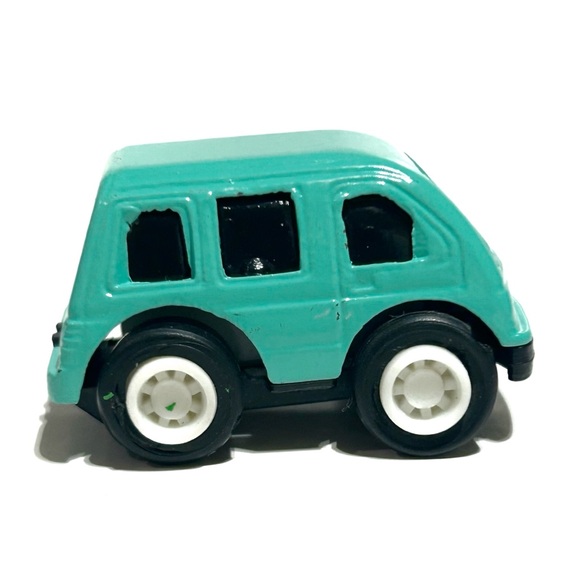Schylling Miniature Die Cast Model Toy Cars Green Black Cyan Blue Van Pull Back - Picture 6 of 16